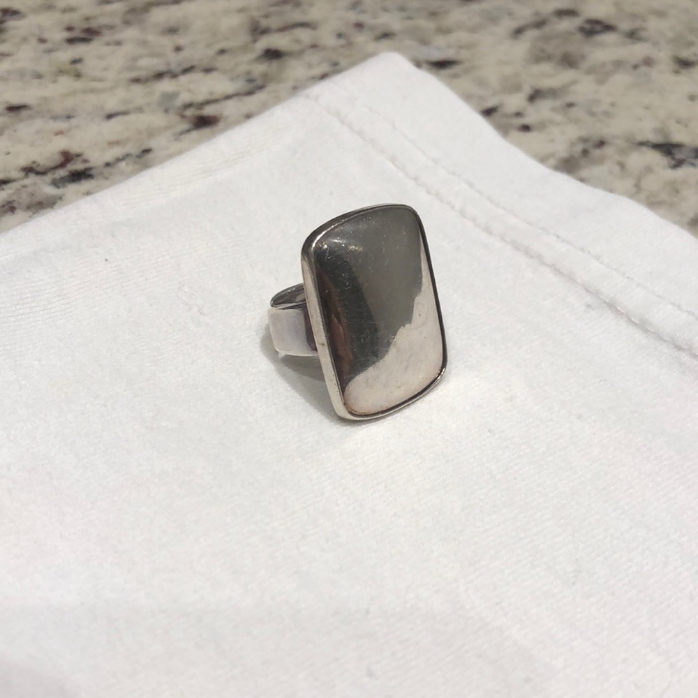 Solid Silver Heavy Adjustable Ring - image 1